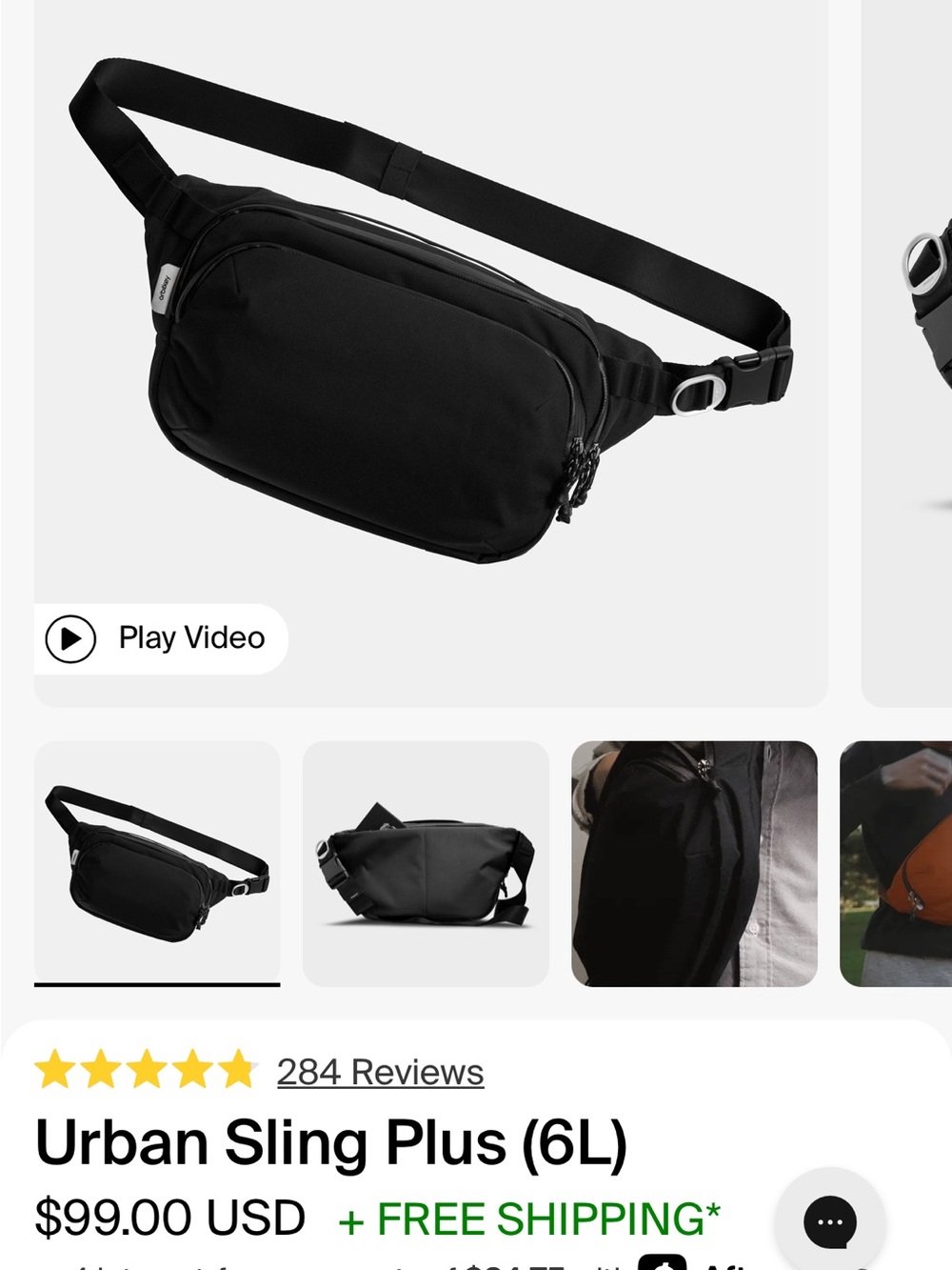 Urban Sling Plus Crossbody Bag — Black